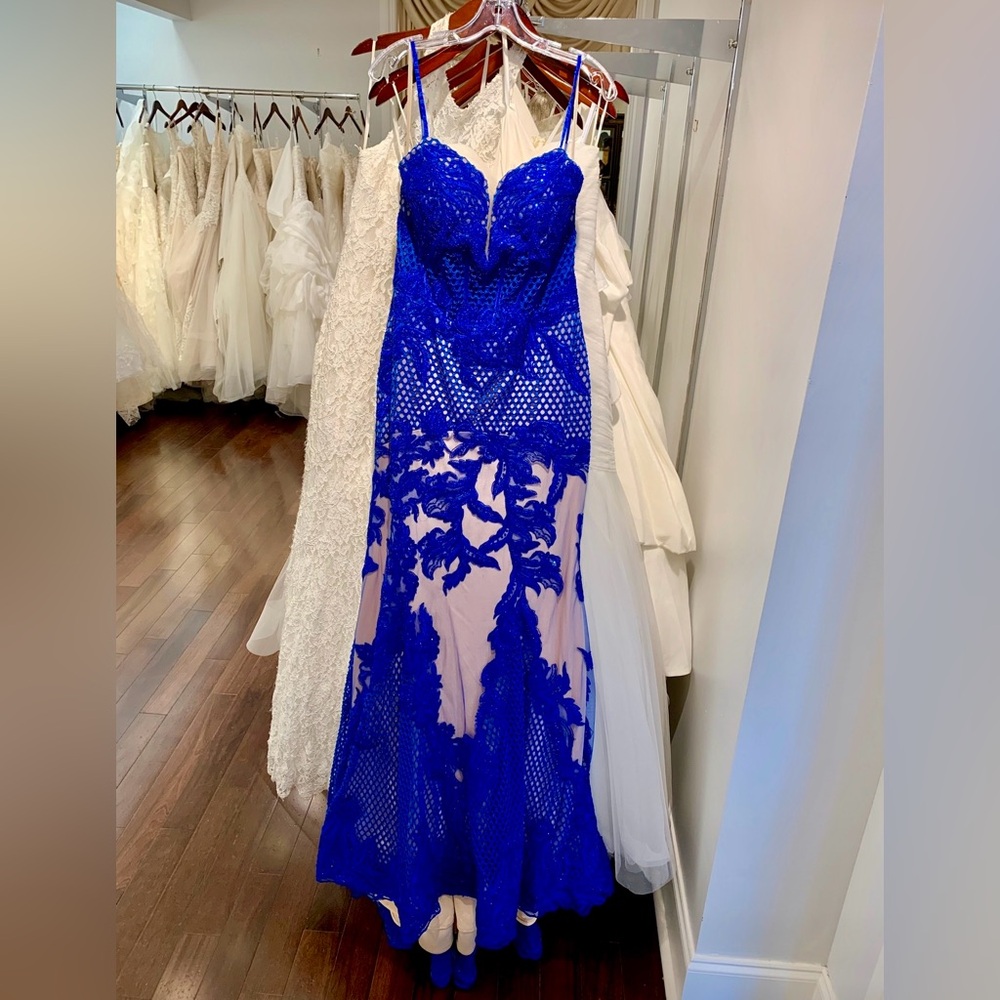 Royal Blue Lace Formal Dress